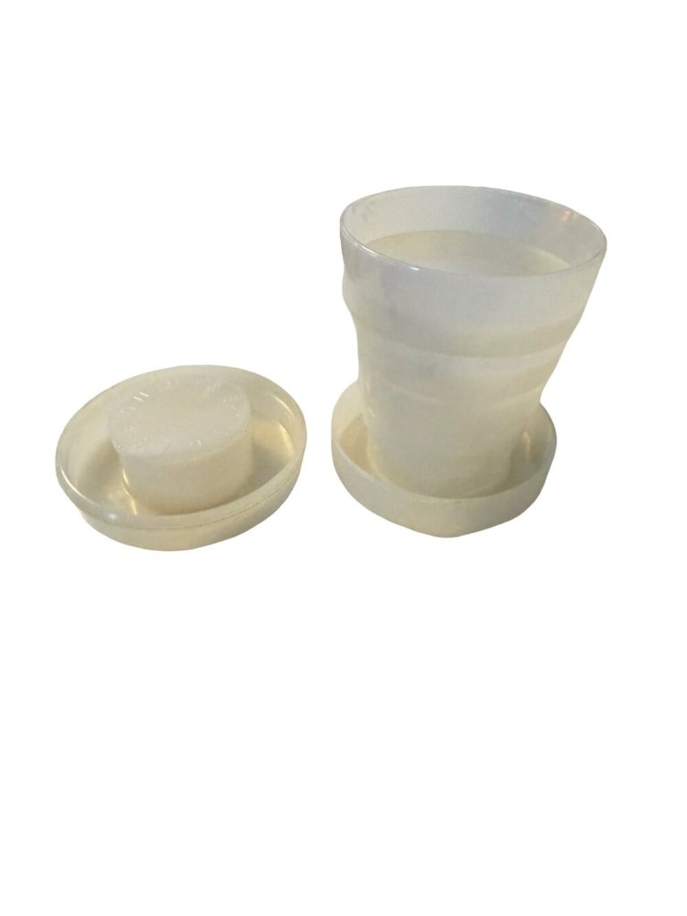 Vintage Stanhome Folding Travel Cup Collapsible Plastic Drinking Cup Advertising